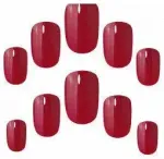 Elegant Touch Polished Colour 24 Nails With Glue Squoval Rich Red