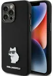 Karl Lagerfeld KLHCP15XSMHCNPK iPhone 15 Pro Max 6,7" juodas silikoninis dėklas Choupette Metal Pin