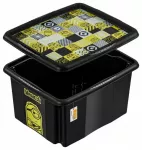Dėžė su dangčiu 24L Karolina &bdquo;Minions Mosaic&ldquo; 42.5x35.5x22.5cm juoda