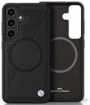 Etui BMW Leather Half Textured MagSafe    do Samsung Galaxy S25 czarny