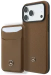 Case Mercedes Grill Pattern & Card Wallet Leather MagSafe for iPhone 18 Pro Max/17 Pro Max camel