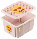 Dėžė su dangteliu 24L Karolina &bdquo;Emoji Hearts&ldquo; 42.5x35.5x22.5cm rožinė
