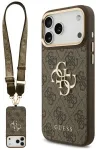Case Guess 4G Big 4G Classic Logo Big Strap Metal Buttons for iPhone 18 Pro Max / 17 Pro Max brown