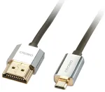 LINDY HDMI didelės spartos kabelis su Micro HDMI CROMO Slim 2m
