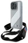 BMW BMHCP16X23PSCCG Hardcase M Edition Carbon Stripe & Strap Aizsargapvalks priek&scaron; iPhone 16 Pro Max 6.9" / pelēks