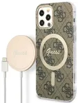 &bdquo;Guess GUBPP12MH4EACSW&ldquo; dėklas + įkroviklis, skirtas &bdquo;iPhone 12 | 12 Pro&ldquo;, ruda | kietas dėklas 4G Print MagSafe