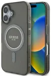 Guess GUHMP16MHFGEREK Hardcase IML Glitter Circle MagSafe Aizsargapvalks priek&scaron; iPhone 16 Plus 6.7" / melns