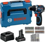 Urbjma&scaron;īna-skrūvgriezis Bosch Powertools akumuliatorinė GSR 12V-32 Professional, 12 Volt (blue/black, Li-Ion akumuliatorius 2,0Ah + 4,0Ah, 40 dalių priedų rinkinys, L-BOXX)
