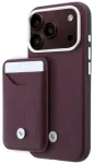BMW Quilted Pattern Metal Logo Case + Wallet Set Aizsargapvalks priek&scaron; iPhone 18 Pro / 17 Pro / bordo
