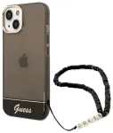 Guess GUHCP14MHGCOHK Hardcase Translucent Pearl Strap Aizsargapvalks priek&scaron; iPhone 14 Plus / 15 Plus 6.7" / melns