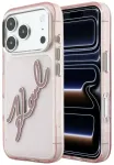 Case Karl Lagerfeld IML Big Signature Resin Metal Frame for iPhone 18 Pro Max / 17 Pro Max pink