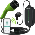 Qoltec Mobile EV Electric Car Charger with 2-in-1 Type 2 Adjustment | 3.5kW | 230V | LCD | LED | 5m