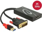Adapteris AV Delock DVI-D - DisplayPort + USB-A Black (62596)