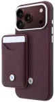 BMW Quilted Pattern Metal Logo Case + Wallet Set Aizsargapvalks priek&scaron; iPhone 18 Pro Max / 17 Pro Max / bordo