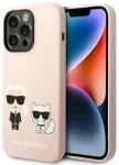 Karl Lagerfeld MagSafe Compatible Case Liquid Silicone Karl and Choupette for iPhone 14 Pro Max Pink
