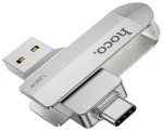 USB atmintinė 128GB USB 3.0 (USB A + USB C) Hoco UD10 sidabrinės spalvos