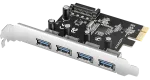 AXAGON PCEU-430RS PCIe kortelė - 4x USB 5Gbps prievadas, SATA maitinimas, Renesas PD720201, SP
