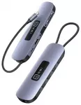 USAMS SJ644 10-in-1 &scaron;akotuvas USB-C į 3x USB 3.0 | microSD | SD | USB-C | HDMI | RJ45 | VGA | 100W | pilkas