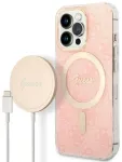 Guess Set GUBPP13XH4EACSP Case+ Charger Aizsargapvalks priek&scaron; iPhone 13 Pro Max / rozā