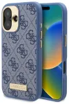 Guess GUHMP16SU4GPRB iPhone 16 6.1" mėlynas|blue dėklas 4G Logo Plate MagSafe