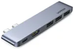 Ugreen 60559 &scaron;akotuvas USB-C į USB-C | HDMI | 3x USB 3.0 | 100W | pilkas