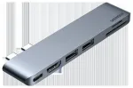 Ugreen CM380 6-in-1 &scaron;akotuvas USB-C į HDMI | USB-C | 2x USB 3.0 | SD | microSD | pilkas