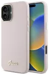 Guess GUHCP16MSMBSLP Silicone Script Metal Logo & Frame Aizsargapvalks priek&scaron; iPhone 16 Plus 6.7" / rozā