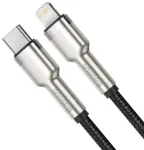 Baseus Type-C - Lightning Cafule serijos metalinis duomenų laidas PD 20W 1m Black (CATLJK-A01)
