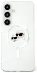 Etui Karl Lagerfeld Button Karl &         Choupette Heads Printed Logo MagSafe Samsung Galaxy S25 biały