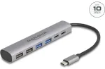 Delock 6 portu USB centrmezgls ar 4 x USB tipa A ligzdu un 2 x USB tipa C ligzdu