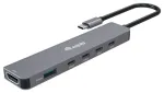Adapteris USB-C->HDMI/3xUSB-C/USB-A 4K/60Hz 0,25m Aliuminis
