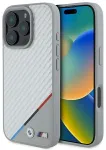 BMW BMHMP16L23PUDTS Hardcase M Carbon Tricolor Line MagSafe Aizsargapvalks priek&scaron; iPhone 16 Pro 6.3" / pelēks