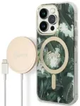 Rinkinys Guess GUBPP14LHJEACSA Case+ Charger iPhone 14 Pro 6,1" žalias | green hard case Jungle MagSafe