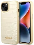 Guess GUHCP14MHGCRHD Croco Collection Aizsargapvalks priek&scaron; iPhone 14 Plus / 15 Plus 6.7" / zelta