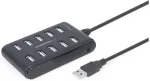 Gembird UHB-U2P10P-01 USB 2.0 10-portu USB centrmezgls / melns
