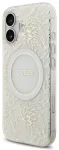 &bdquo;Guess IML Flowers Allover Strap&ldquo; dėklas su &bdquo;MagSafe&ldquo; palaikymu, skirtas &bdquo;iPhone 17&ldquo; (baltas)