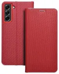 LUNA Book Carbon knyginio tipo telefono dėklas Samsung Galaxy S21 FE 5G (G990) raudonas