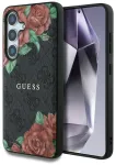 Etui Guess Leather 4G Flowers Print       Metal Classic Logo MagSafe Samsung Galaxy S25 czarny