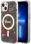 Guess GUHMP14MHCFWSA Hardcase Flower MagSafe Aizsargapvalks priek&scaron; iPhone 14 Plus / 15 Plus 6.7" / haki