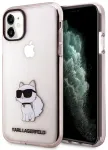 Karl Lagerfeld KLHCN61HNCHTCP Ikonik Choupette Aizsargapvalks priek&scaron; iPhone 11/Xr 6,1" / rozā