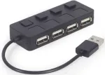 Gembird UHB-U2P4-05 USB 2.0 4-portu USB centrmezgls ar slēdžiem / melns