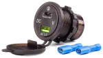 Waterproof phone charger with digital voltometer USB + USB C 12/24V MOD-07