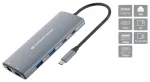 HUB USB Conceptronic CONCEPTRONIC 10-in-1 dokas USB-C-> HDMI, 2xUSB-C, 3xUSB-A, SD skaitytuvas
