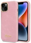 Guess GUHCP14MHGCRHP Croco Collection Aizsargapvalks priek&scaron; iPhone 14 Plus / 15 Plus 6.7" / rozā
