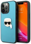 Karl Lagerfeld KLHCP13XPKMB Leather Ikonik Karl`s Head Aizsargapvalks priek&scaron; iPhone 13 Pro Max 6.7" / zils