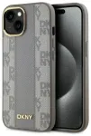 DKNY DKHMP15MPCPVSLE iPhone 15 Plus 6.7" beżowy|beige hardcase Leather Checkered Mono Pattern MagSafe