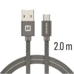 Swissten Textile Quick Charge Universāls Micro USB Datu un Uzlādes Kabelis 2m