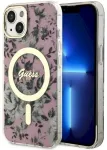 Guess GUHMP14MHCFWSP Hardcase Flower MagSafe Aizsargapvalks priek&scaron; iPhone 14 Plus / 15 Plus 6.7" / rozā