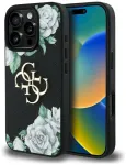 Guess Grained Roses Big 4G logo Aizsargapvalks priek&scaron; iPhone 16 Pro Max / melns