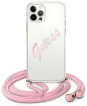 Guess GUHCP12MCRTVSPI Script Vintage Hardcase Aizsargapvalks priek&scaron; iPhone 12/12 Pro 6,1" / rozā